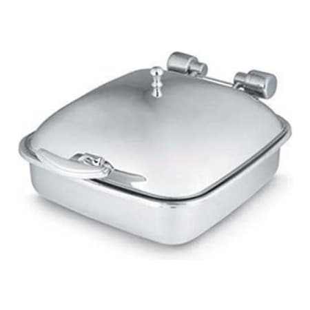 Vollrath® Intrigue Square 6 Quart Induction Chafer, 46133, W/ Porcelain Food Pan, Solid Top